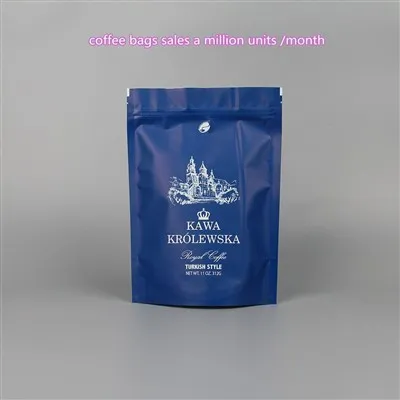 Pungi de plastic imprimate personalizat de 250 g de cafea Stand Up Ziplock